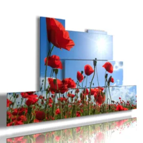 Tableau avec une photo de coquelicots rouges dans un ciel bleu.