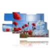 painting with photos of red poppies in the blue sky - version: 9 pannelli 180x103cm