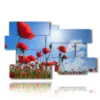 bild mit fotos von roten mohnblumen am blauen himmel - version: 12 pannelli 190x119cm