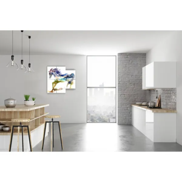 cuadros de caballos azules en un paisaje de fantasía