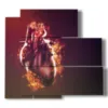 painting real heart shape - version: 5 pannelli 102x93cm