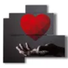 modern painting hearts in hand - version: 4 pannelli 83x78cm