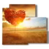 cuadro arbol corazon al atardecer - version: 5 pannelli 102x93cm