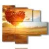 painting heart tree at sunset - version: 5 pannelli 104x90cm