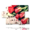 paintings with hearts and red roses - version: 6 pannelli 129x94cm