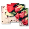 bilder mit herzen und roten rosen - version: 5 pannelli 89x77cm