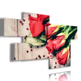 Paintings with hearts and red roses