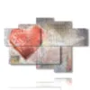 paintings with modern drawn hearts - version: 6 pannelli 136x91cm