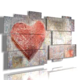 Paintings with designed modern hearts