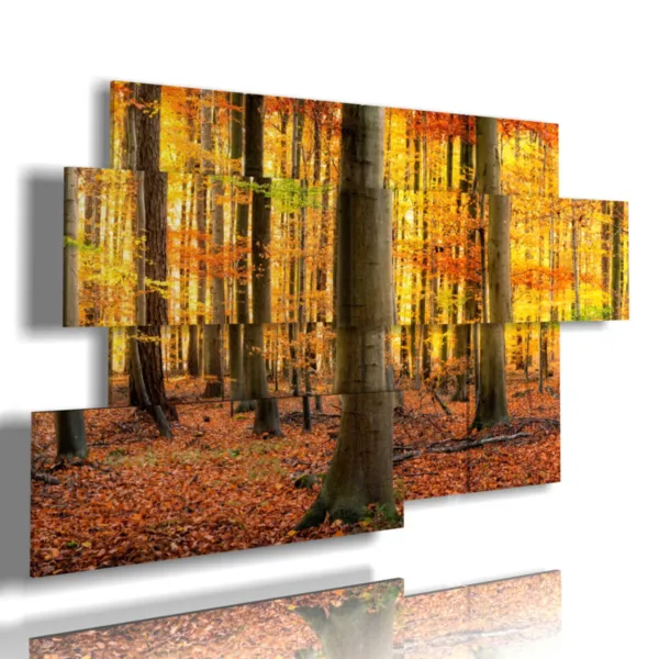 Cuadro con foto de otoño en la montaña en amarillo.