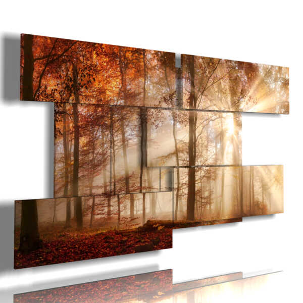 quadro con foto autunno castagne tra la luce