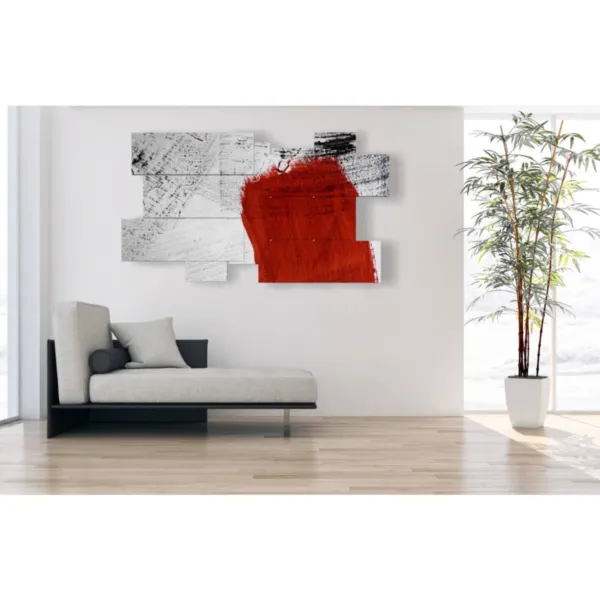 Contemporary black, white, and red paintings