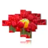 paintings of red tulips embracing yellow - version: 14 pannelli 232x153cm