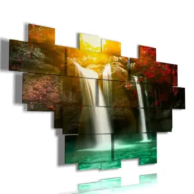 cuadro de cascada en movimiento con el sol