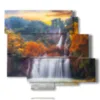 paintings with waterfall in autumn - version: 6 pannelli 113x99cm