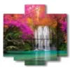 modern paintings enchanted waterfall - version: 5 pannelli 89x85cm