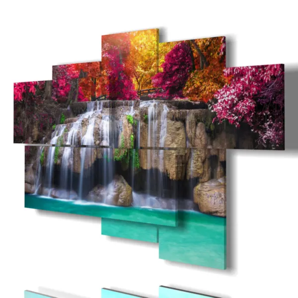 Gemälde auf Leinwand mit Wasserfall-Motiv