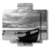 quadro barca riva in bianco e nero - version: 5 pannelli 89x85cm