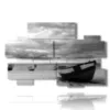 painting boat shore in black and white - version: 10 pannelli 176x115cm