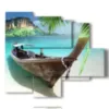 boats paintings on the shore - version: 5 pannelli 104x90cm