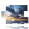la barca a vela quadro nel tramonto - version: 6 pannelli 129x94cm