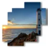 bilder leuchtturm meer im sonnenuntergang - version: 4 pannelli 77x78cm
