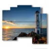 phare de tableaux mer au coucher du soleil - version: 5 pannelli 89x77cm