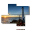 bilder leuchtturm meer im sonnenuntergang - version: 4 pannelli 94x77cm