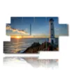 phare de tableaux mer au coucher du soleil - version: 7 pannelli 157x90cm