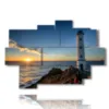 phare de tableaux mer au coucher du soleil - version: 9 pannelli 164x114cm