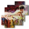 cuadros con mujeres de espaldas en un lecho de pintura - version: 4 pannelli 77x78cm