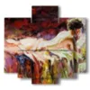 cuadros con mujeres de espaldas en un lecho de pintura - version: 5 pannelli 89x85cm