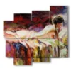 quadri con donne di schiena in un letto di pittura - version: 5 pannelli 106x98cm