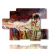paintings with back women in a painting bed - version: 6 pannelli 129x94cm
