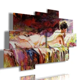 Paintings of women seen from behind in a painting-bedsetting.