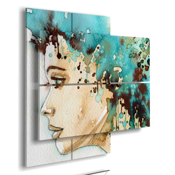 quadri di donne di profilo con pittura color acqua