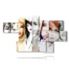paintings with women depicted in various profiles - version: 7 pannelli 180x106cm