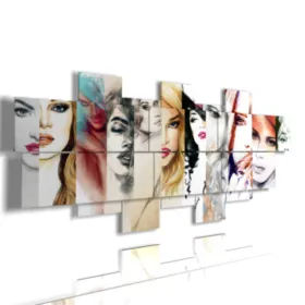 Paintings depicting women shown in various profiles.