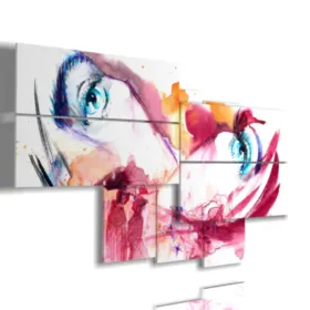 Abstract paintings featuring women''s faces