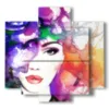 paintings depicting women in a mix of colors - version: 5 pannelli 89x85cm