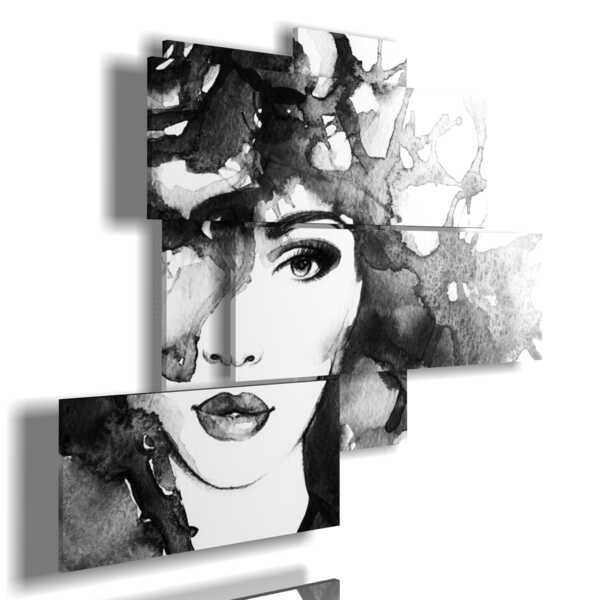peintures modernes sur toile femmes en noir et blanc