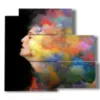 paintings with women in a hair of colors - version: 5 pannelli 102x93cm
