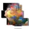 paintings with women in a hair of colors - version: 5 pannelli 104x92cm