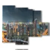 foto dubai di notte quadro paronamico - version: 5 pannelli 104x90cm
