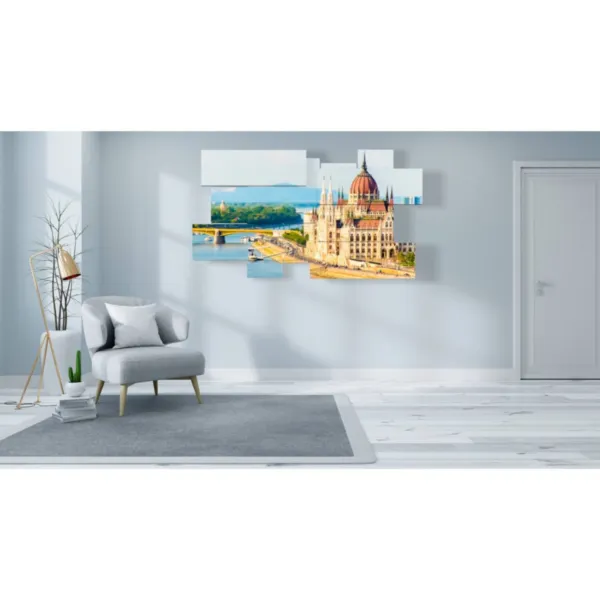 Decoración con fotos del Parlamento de Budapest