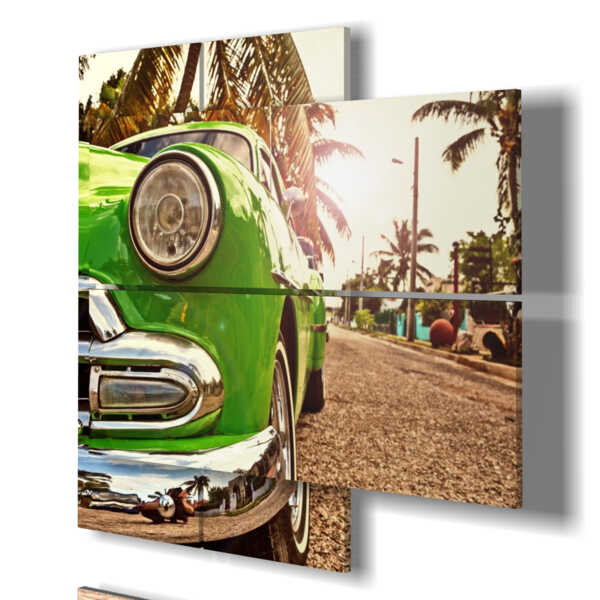painting of cuba prints with typical green car