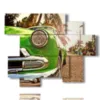 tableau d estampes cubaines avec une voiture verte typique - version: 6 pannelli 127x102cm