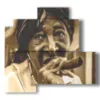 cuban photo painting with cigar - version: 4 pannelli 83x78cm