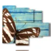 tableau aux ailes de papillon marron et blanc - version: 5 pannelli 104x90cm