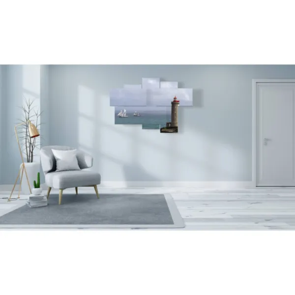 Straßenkunst, Meer und Leuchtturm